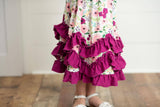 Kids Plum Floral 3 Ruffle Summer Dress