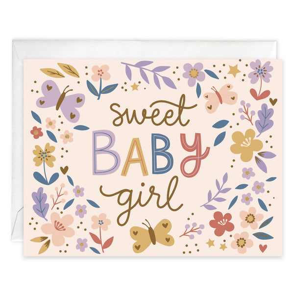 Baby Greeting Card - Baby Girl Flowers