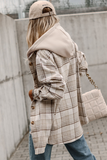 Khaki Plaid Shirt emovable Hood Buttoned Shacket