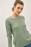 JOSSLYN CLASSIC CREW NECK DROP SHOULDER RIBBED SWEATER