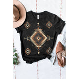 SOUTHWESTERN TRIBAL PATTERN MINERAL GRAPHIC TEE