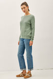 JOSSLYN CLASSIC CREW NECK DROP SHOULDER RIBBED SWEATER