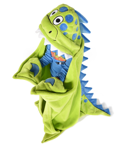 Wearable Hooded Fleece Blankets For Kids - Dinosaur