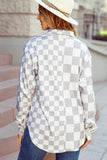 Checkerboard Flap Pocket Button Front Shacket