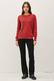 JOSSLYN CLASSIC CREW NECK DROP SHOULDER RIBBED SWEATER