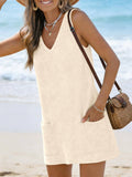 Textured Knit Tank Dress Casual Pocket Mini Dress