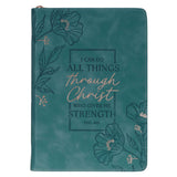 Journal Classic Zip Teal All Things Through Christ Phil 4:13