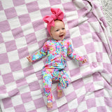 Myla Purple Checks PLUSH BLANKET