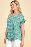 PLUS SIZE SHORT SLEEVE DOLMAN TOP
