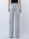 HIGH RISE UTILITY POCKET DRAWSTRING WIDE LEG JEANS