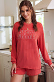 Corded MERRY Graphic Long Sleeve Top and Shorts Set