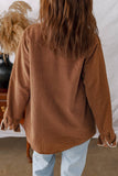Fleece Lined Buttoned Flap Pockets Corduroy Jacket