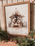 Nativity Scene Vintage Wood Sign