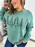Trees Light Green Long Sleeve Graphic Tee