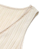 Textured Sleeveless Midi Dress Casual Flowy Vacation Look