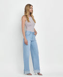 SUPER HIGH RISE CUFFED BAGGY WIDE JEANS F5796