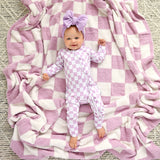 Myla Purple Checks PLUSH BLANKET