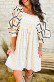 Western Aztec Pleated Mini Dress