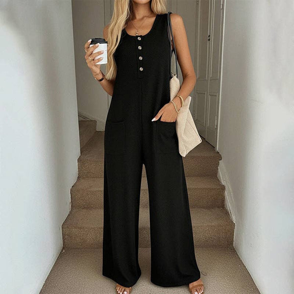 Spring Summer Casual Loose Strap Jumpsuit for Women