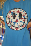 Faux Sparkly Star Smiley Tee
