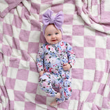 Myla Purple Checks PLUSH BLANKET
