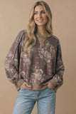Floral Oversized Fit Color Block Pullover