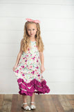 Kids Plum Floral 3 Ruffle Summer Dress