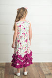 Kids Plum Floral 3 Ruffle Summer Dress