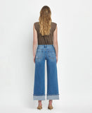 HIGH RISE MEDIUM WASH CUFFED WIDE JEANS F5890