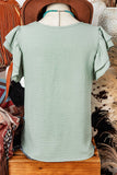 Susan Solid Color Ruffled Short Sleeve Casual Blouse