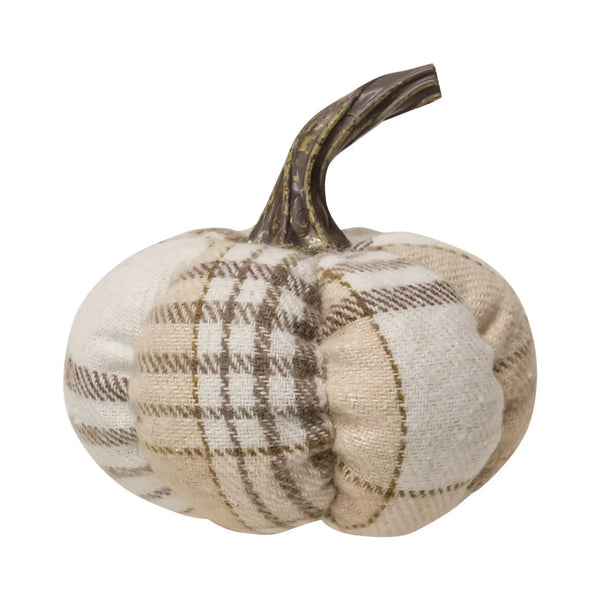 Cream Plaid Pumpkin Small