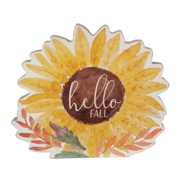 Hello Fall Chunky Watercolor Sunflower Sitter