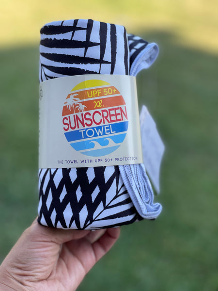 Xl Upf 50+ Sunscreen Towel (Black & White Palm)
