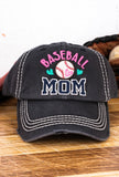 DISTRESSED BLACK 'BASEBALL MOM' САР