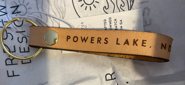 Powers Lake Custom Leather Loop Keychain
