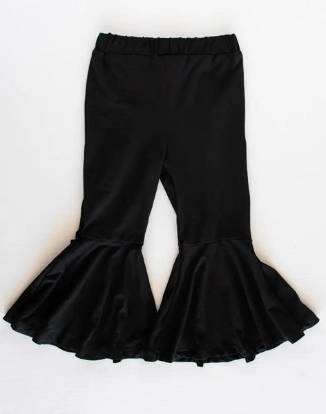 Keely Pleated Exaggerated Bell Bottoms - Black