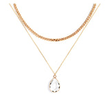 Double Layer - Cable + Teardrop Crystal Pendant