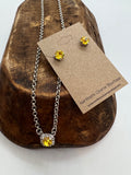 Light Topaz Crystal Halo Pendant Necklace