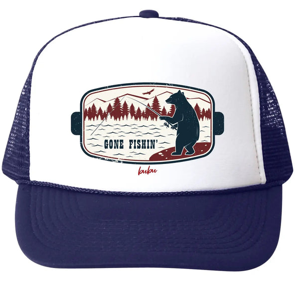 Gone Fishin Navy Trucker Hat