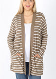 Striped Slouchy Cardigan - Plus