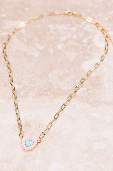 Color Block Heart Necklace