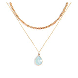 Double Layer - Cable + Teardrop Crystal Pendant
