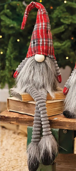 Dangle Leg Plaid Santa Gnome