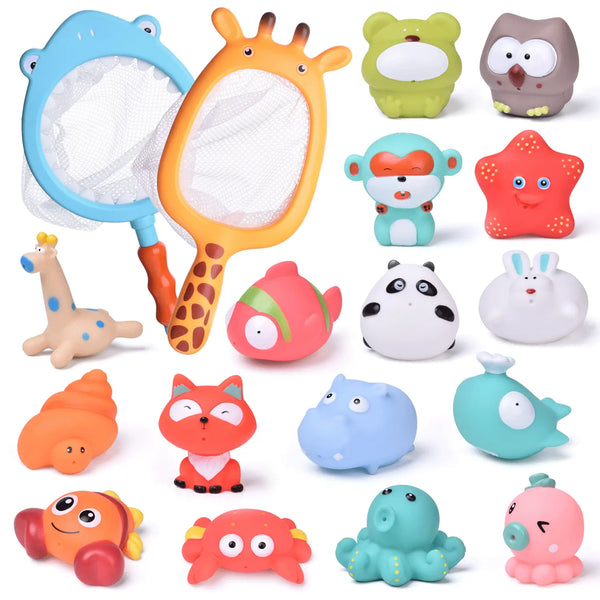 18 PCs Baby Bath Toys with Soft Cute Ocean Animals Squirters