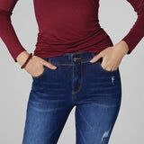 OMG Zoey Zip Straight Leg Cuffed Contrast Thread Bottom