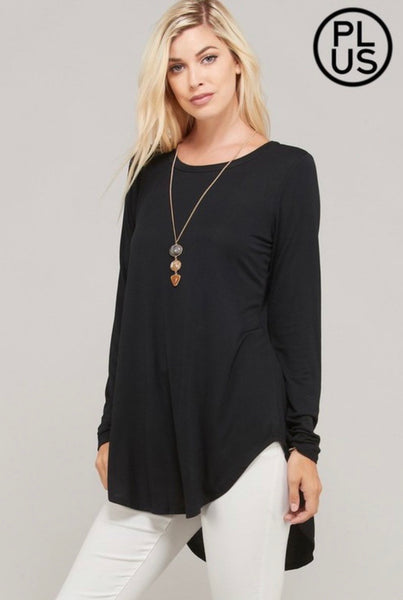Black High Low Solid Top
