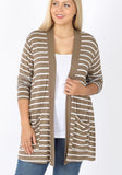 Striped Slouchy Cardigan - Plus