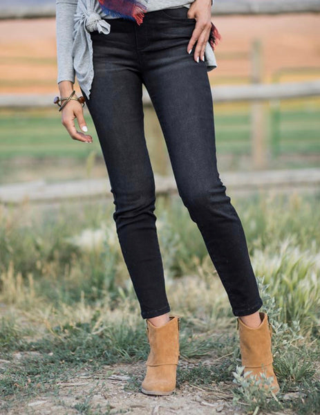 Classic Mid Rise Pull On Jeggings Black
